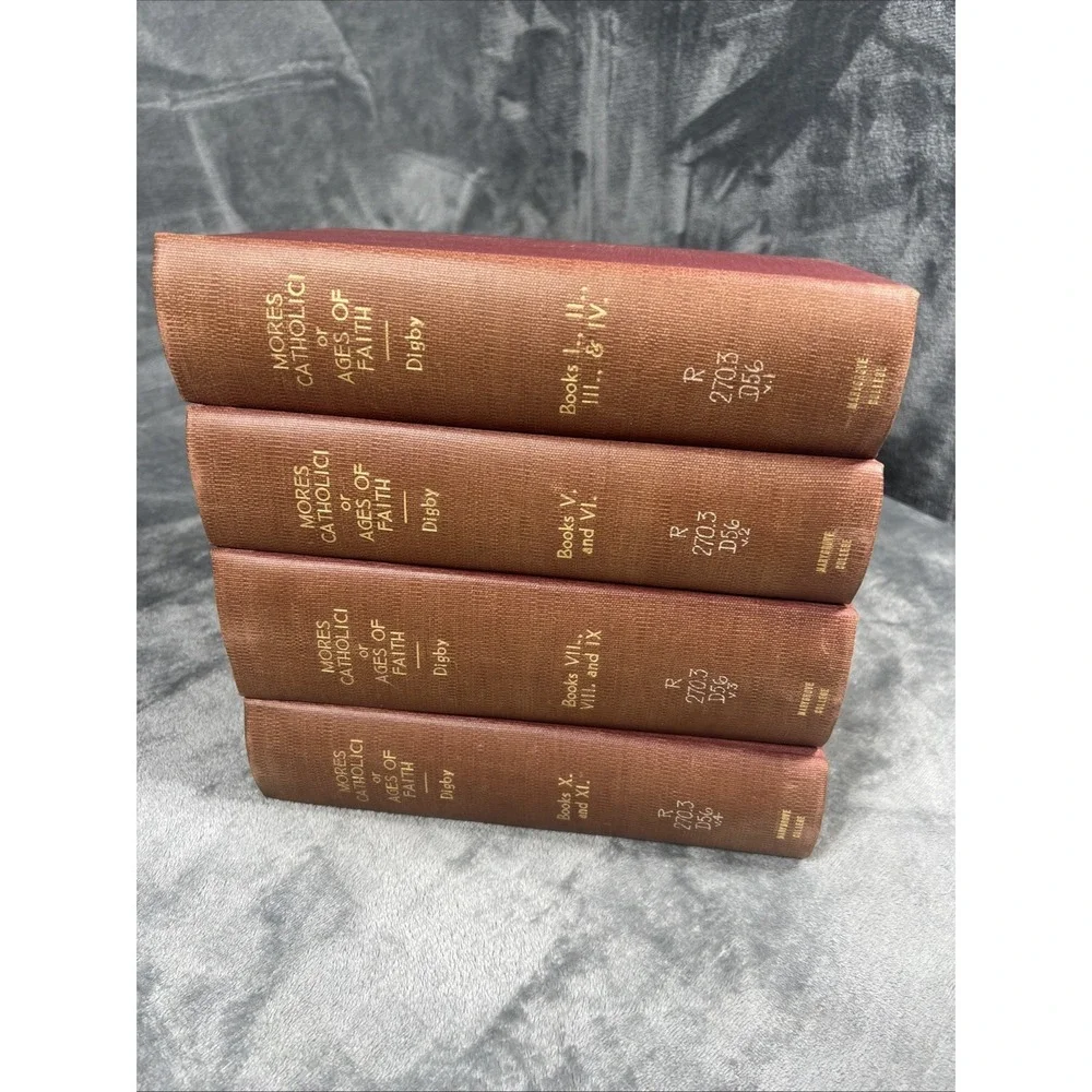 Vintage Mores Catholici‎ Ages of Faith Book Lot of 4 Kenelm H Digby 1888-1894 HC